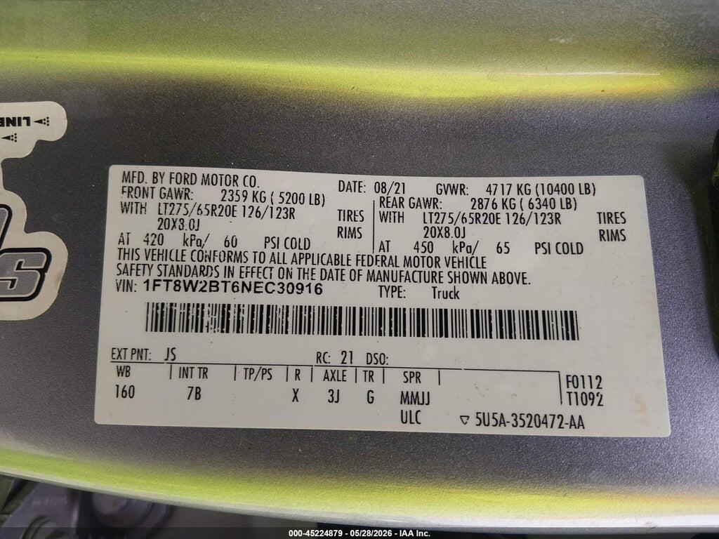 1FT8W2BT6NEC30916 2022 FORD F-250 photo no. 9