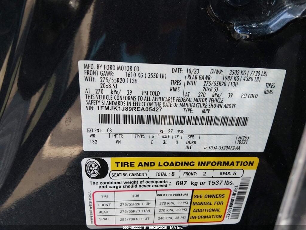 1FMJK1J89REA05427 2024 FORD EXPEDITION photo no. 9