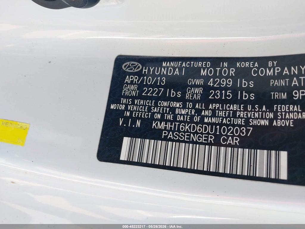 KMHHT6KD6DU102037 2013 HYUNDAI GENESIS photo no. 9