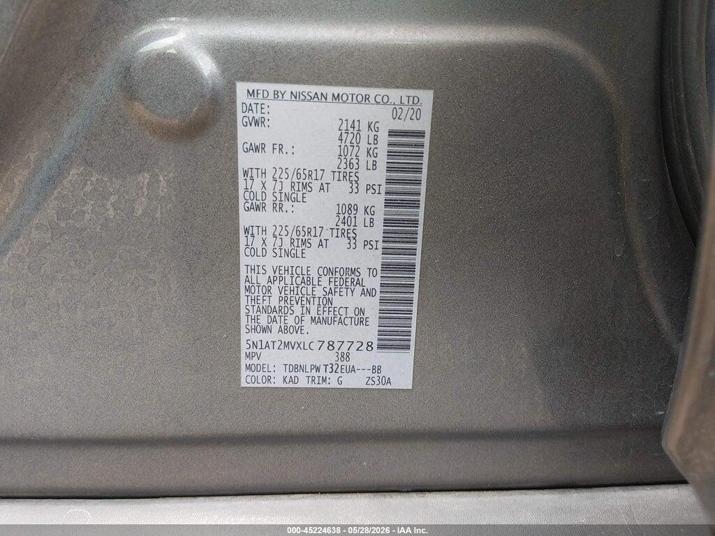 5N1AT2MVXLC787728 2020 NISSAN ROGUE photo no. 9