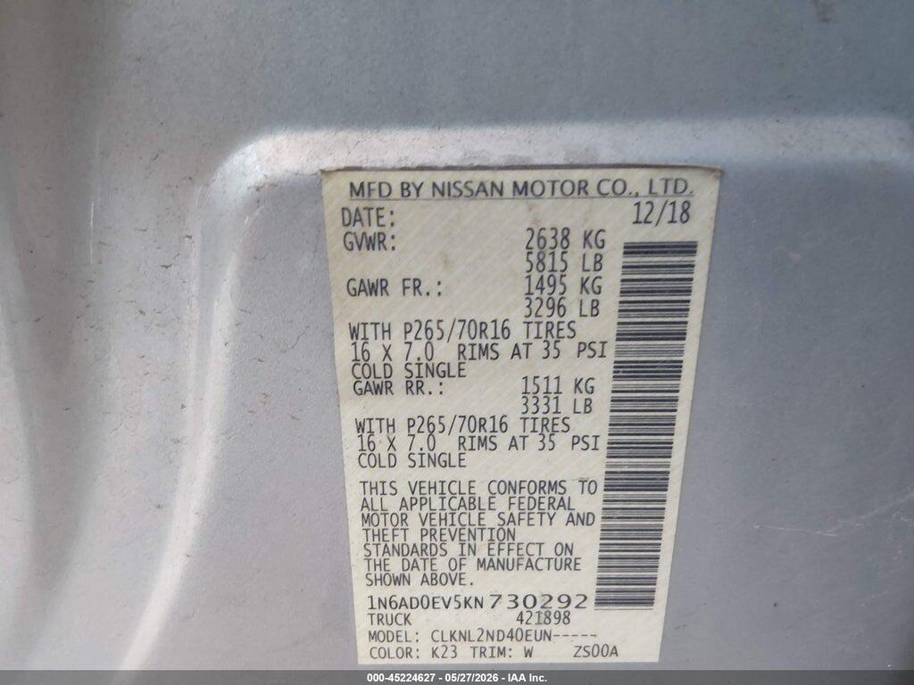 1N6AD0EV5KN730292 2019 NISSAN FRONTIER photo no. 9