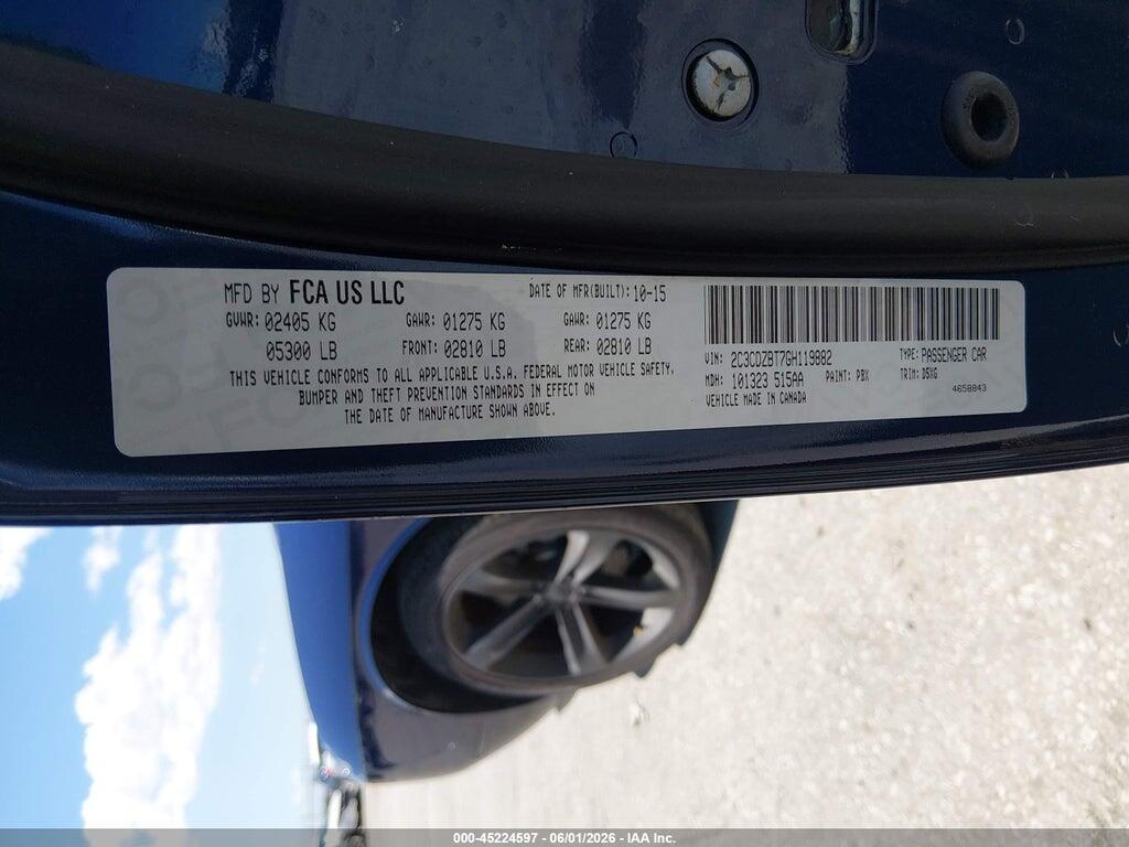 2C3CDZBT7GH119882 2016 DODGE CHALLENGER photo no. 9