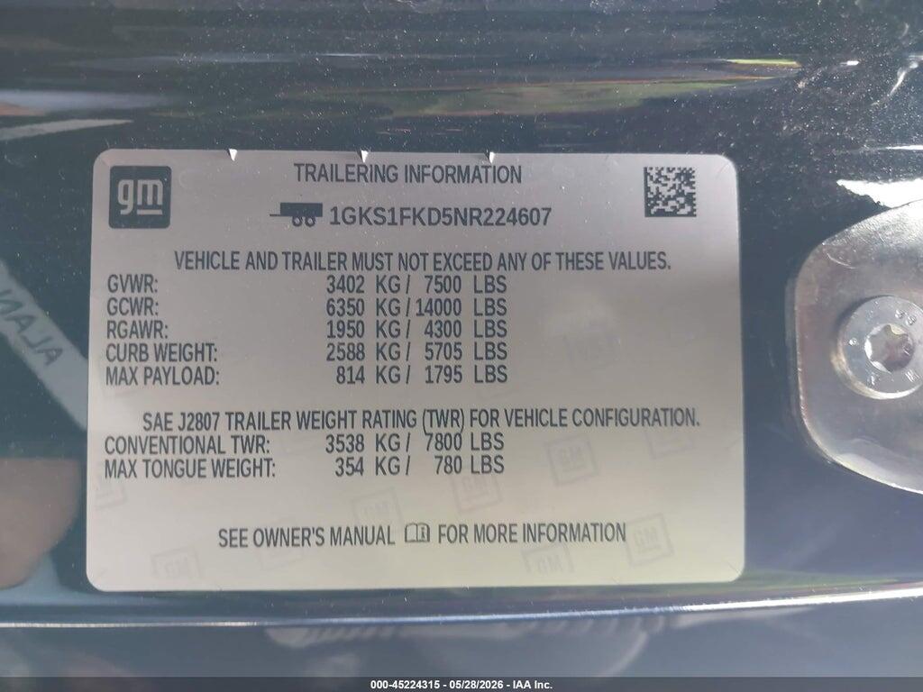 1GKS1FKD5NR224607 2022 GMC YUKON XL photo no. 9