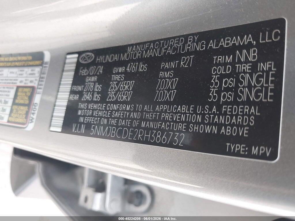 5NMJBCDE2RH386732 2024 HYUNDAI TUCSON photo no. 9