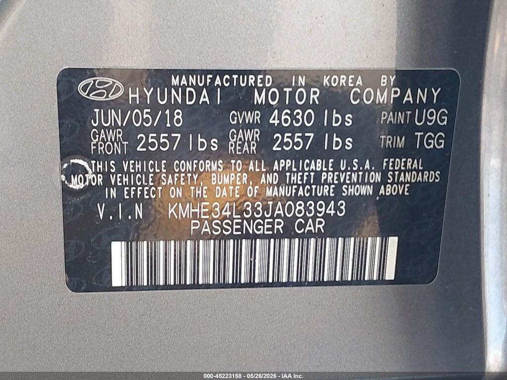 KMHE34L33JA083943 2018 HYUNDAI SONATA HYBRID photo no. 9