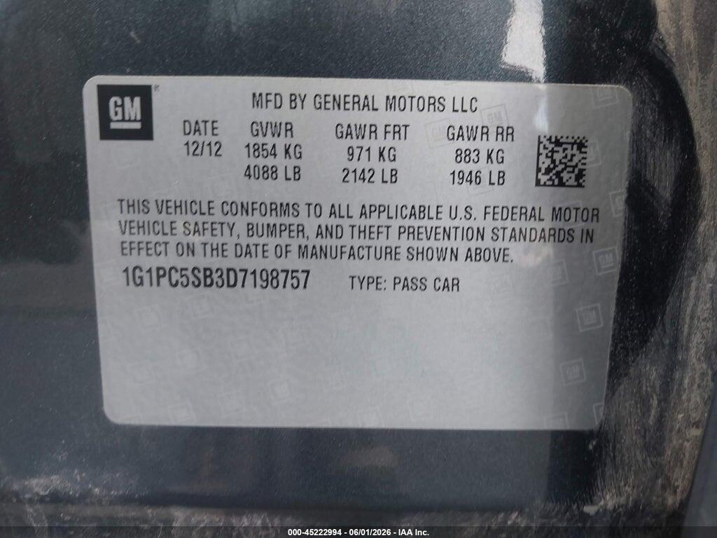 1G1PC5SB3D7198757 2013 CHEVROLET CRUZE photo no. 9