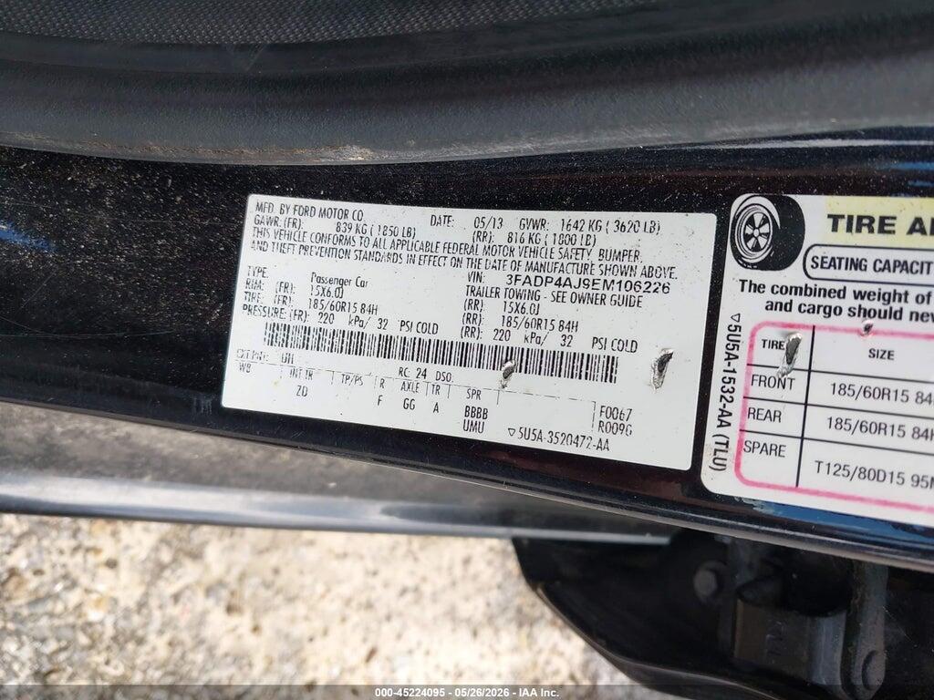 3FADP4AJ9EM106226 2014 FORD FIESTA photo no. 9