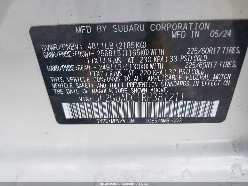 JF2GUADC1RH381211 2024 SUBARU CROSSTREK photo no. 9