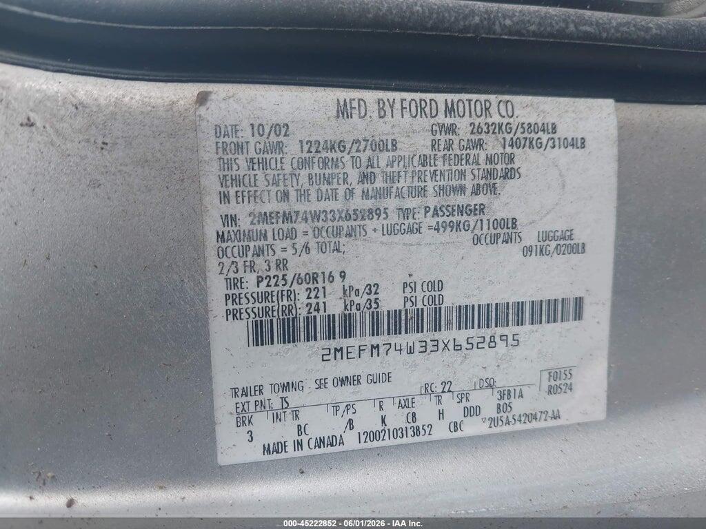 2MEFM74W33X652895 2003 MERCURY GRAND MARQUIS photo no. 9