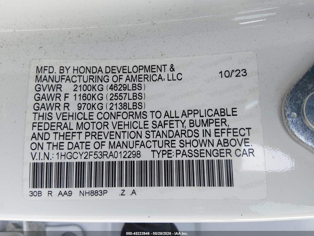 1HGCY2F53RA012298 2024 HONDA ACCORD HYBRID photo no. 9