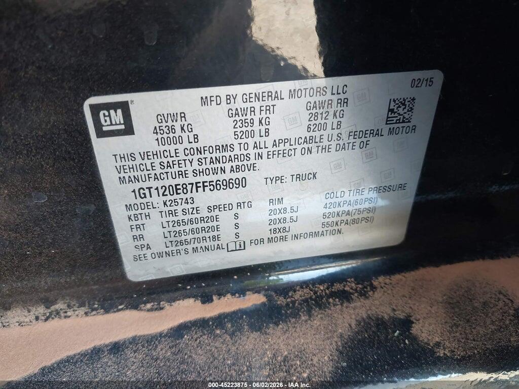 1GT120E87FF569690 2015 GMC SIERRA 2500HD photo no. 9