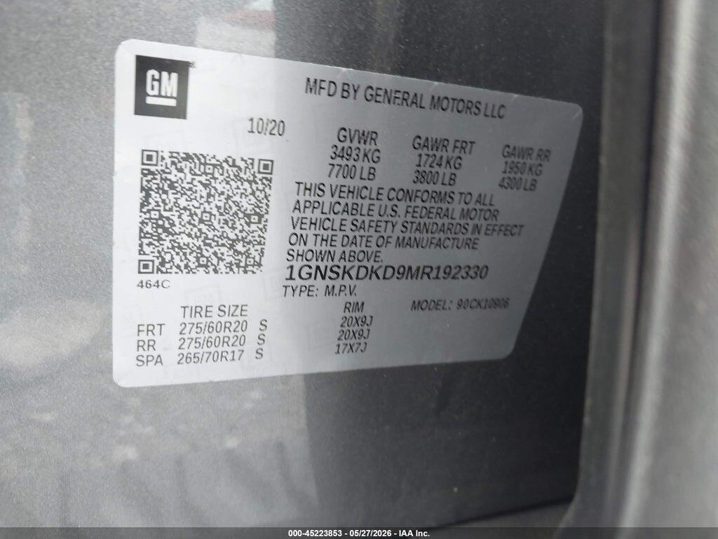 1GNSKDKD9MR192330 2021 CHEVROLET SUBURBAN photo no. 9