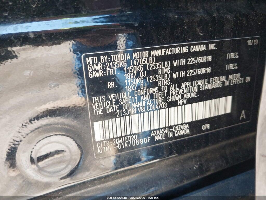 2T3J1RFV8LC064703 2020 TOYOTA RAV4 photo no. 9