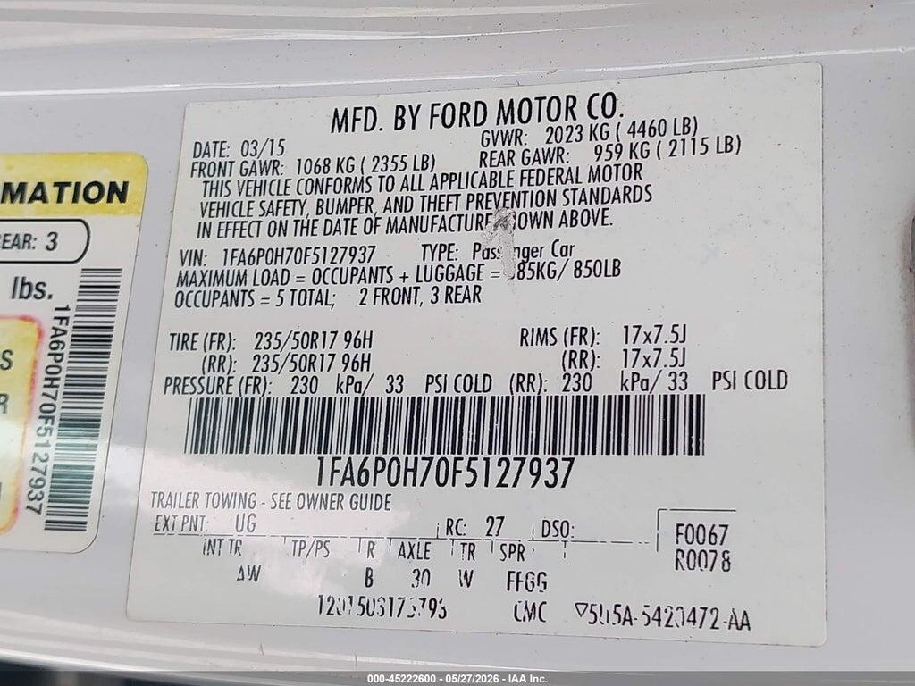 1FA6P0H70F5127937 2015 FORD FUSION photo no. 9