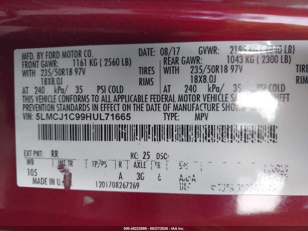 5LMCJ1C99HUL71665 2017 LINCOLN MKC photo no. 9