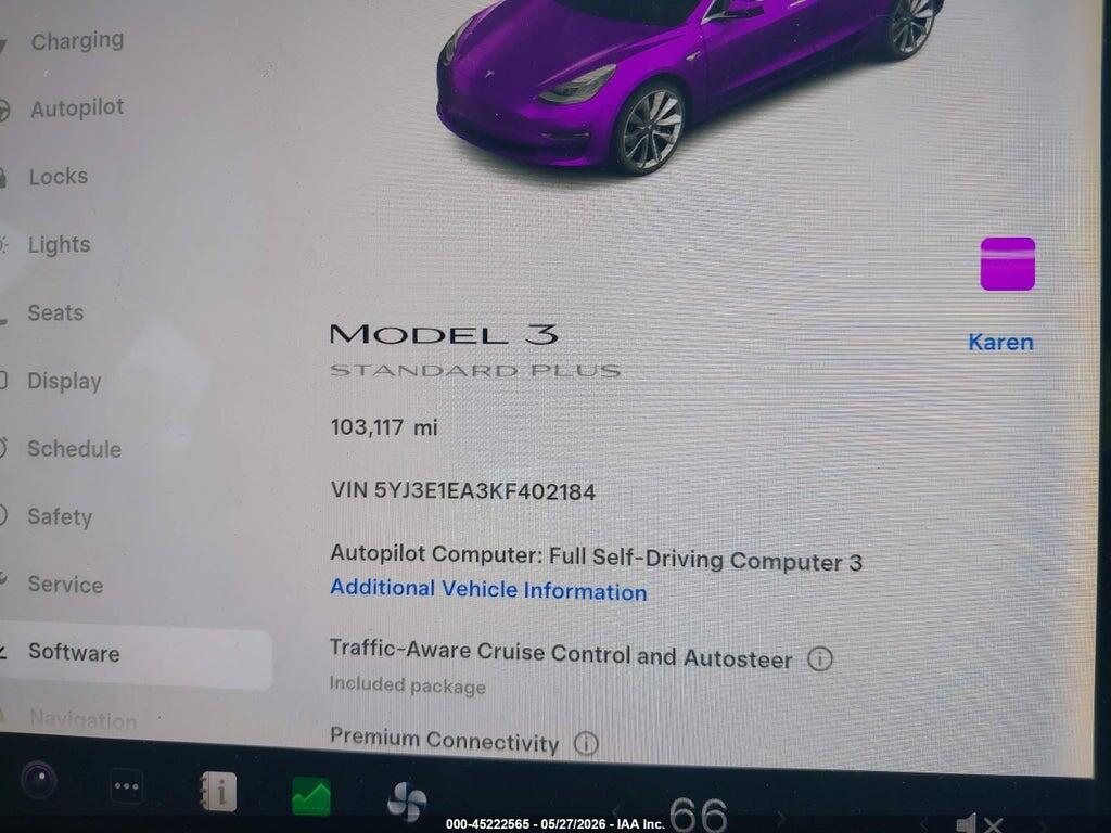5YJ3E1EA3KF402184 2019 TESLA MODEL 3 photo no. 7