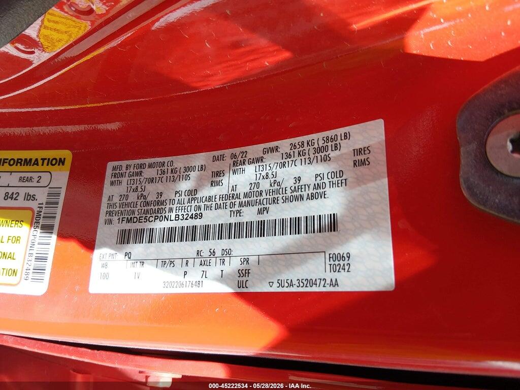 1FMDE5CP0NLB32489 2022 FORD BRONCO photo no. 9