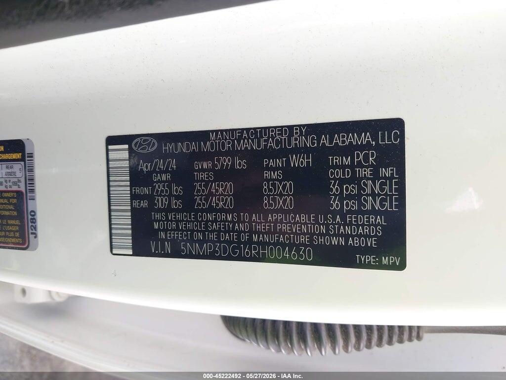 5NMP3DG16RH004630 2024 HYUNDAI SANTA FE HYBRID photo no. 9