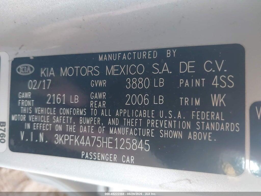 3KPFK4A75HE125845 2017 KIA FORTE photo no. 9