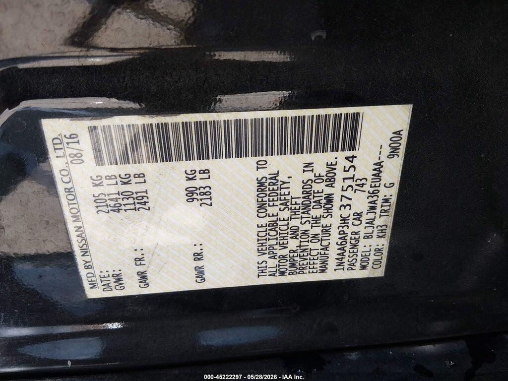 1N4AA6AP3HC375154 2017 NISSAN MAXIMA photo no. 9