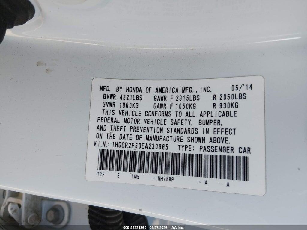 1HGCR2F50EA230965 2014 HONDA ACCORD photo no. 9