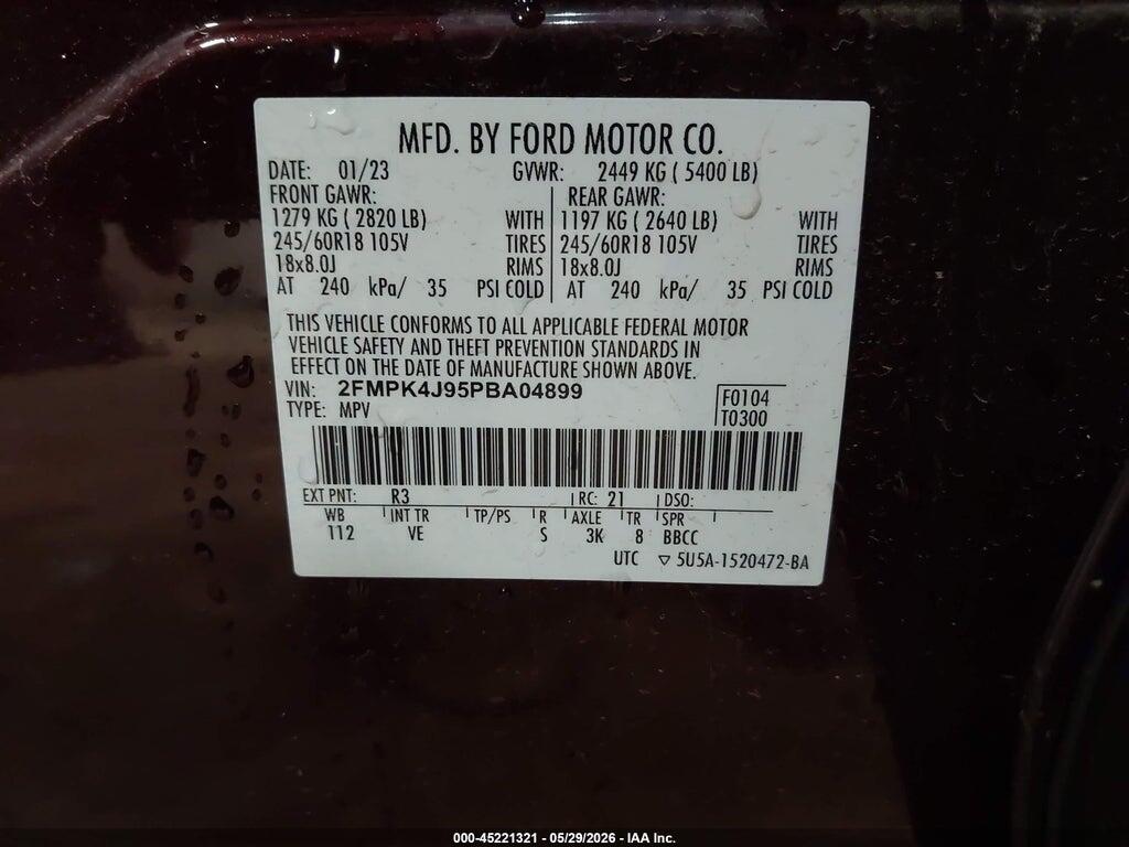 2FMPK4J95PBA04899 2023 FORD EDGE photo no. 9