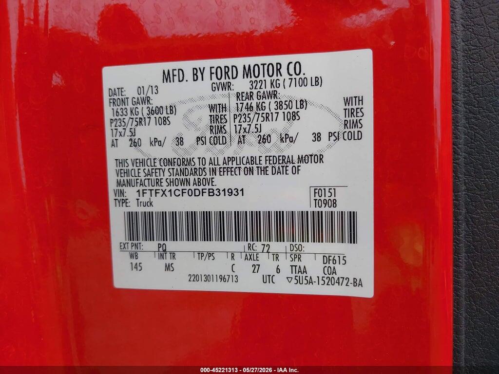 1FTFX1CF0DFB31931 2013 FORD F-150 photo no. 9