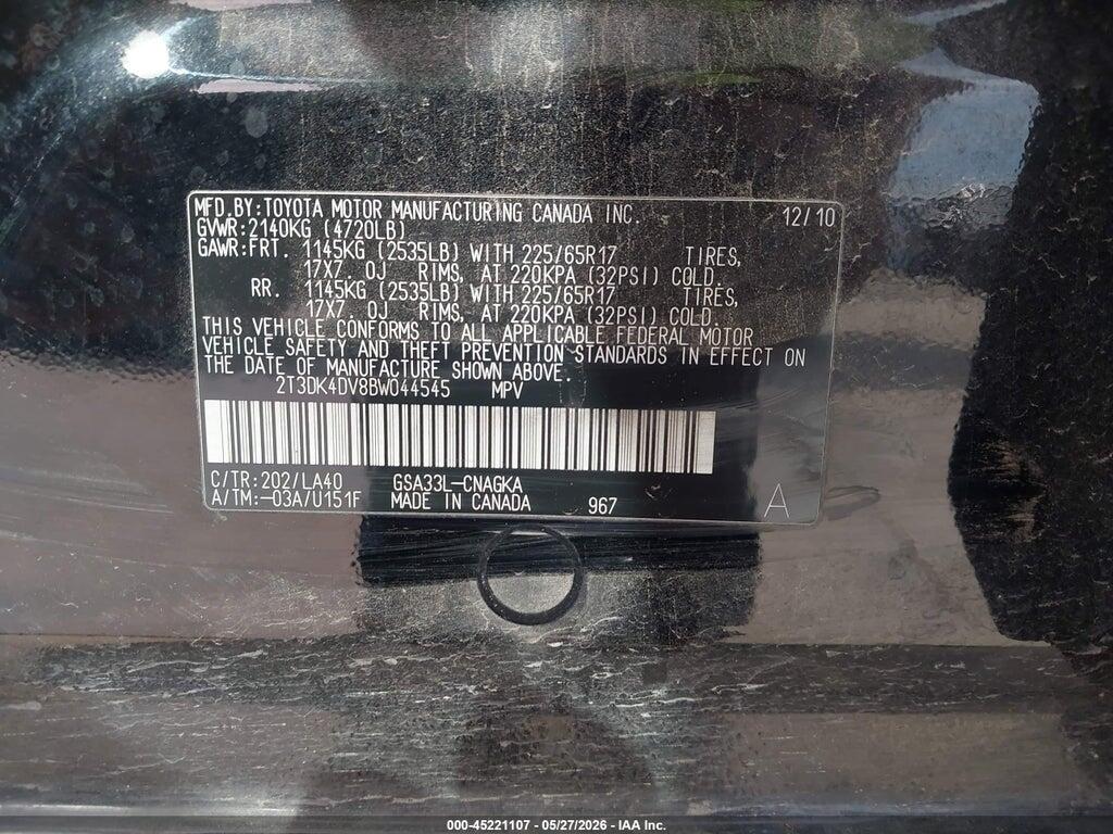 2T3DK4DV8BW044545 2011 TOYOTA RAV4 photo no. 9