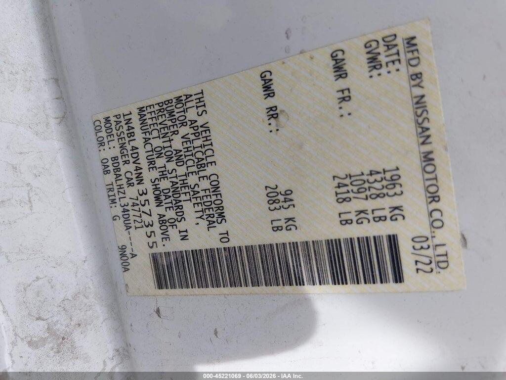 1N4BL4DV4NN357355 2022 NISSAN ALTIMA photo no. 9