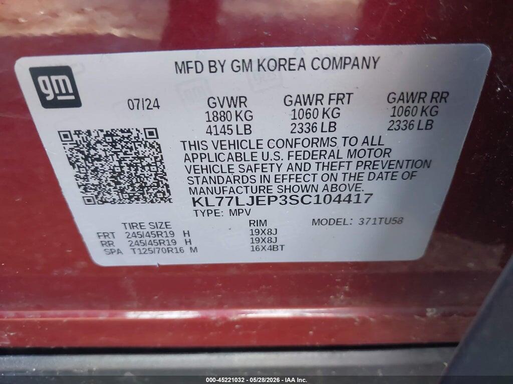 KL77LJEP3SC104417 2025 CHEVROLET TRAX photo no. 9
