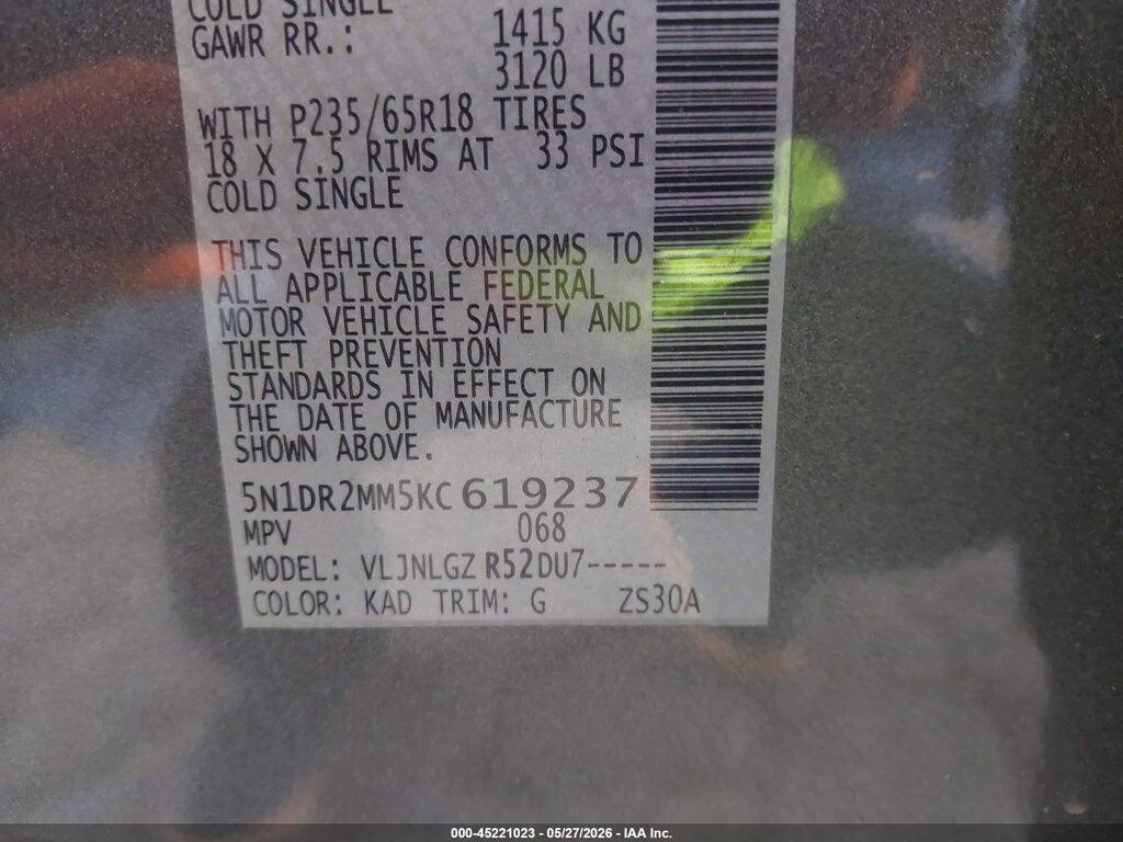 5N1DR2MM5KC619237 2019 NISSAN PATHFINDER photo no. 9