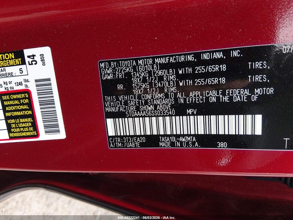 5TDAAAA56SS033540 2025 TOYOTA GRAND HIGHLANDER photo no. 9