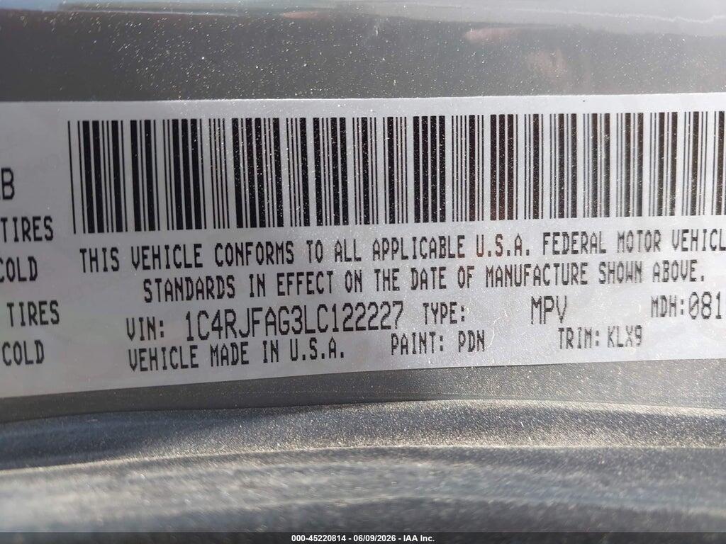 1C4RJFAG3LC122227 2020 JEEP GRAND CHEROKEE photo no. 9