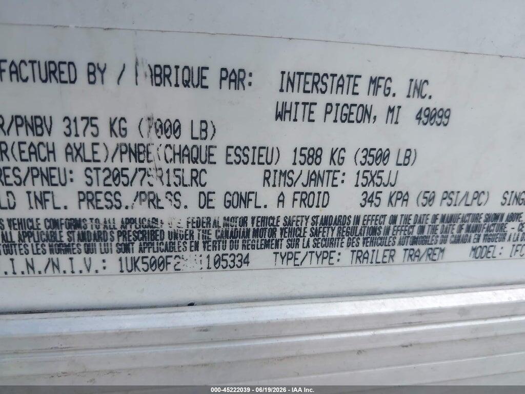 1UK500F2XN1105334 2022 INTERSTATE TRAILER OTHER photo no. 9
