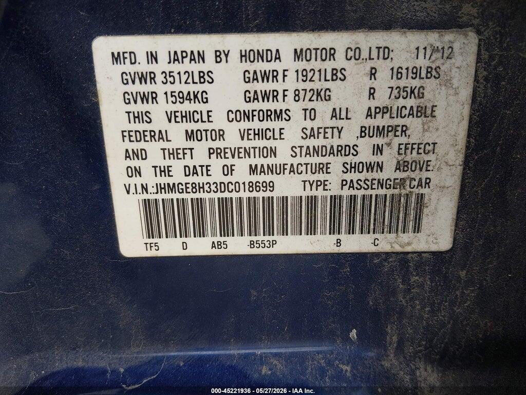 JHMGE8H33DC018699 2013 HONDA FIT photo no. 9