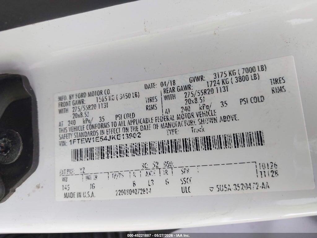 1FTEW1E54JKE13902 2018 FORD F-150 photo no. 9