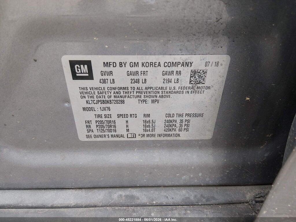 KL7CJPSB0KB720288 2019 CHEVROLET TRAX photo no. 9