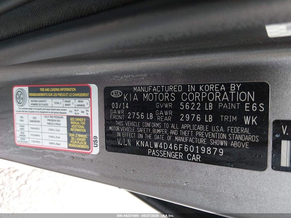 KNALW4D46F6019879 2015 KIA K900 photo no. 9