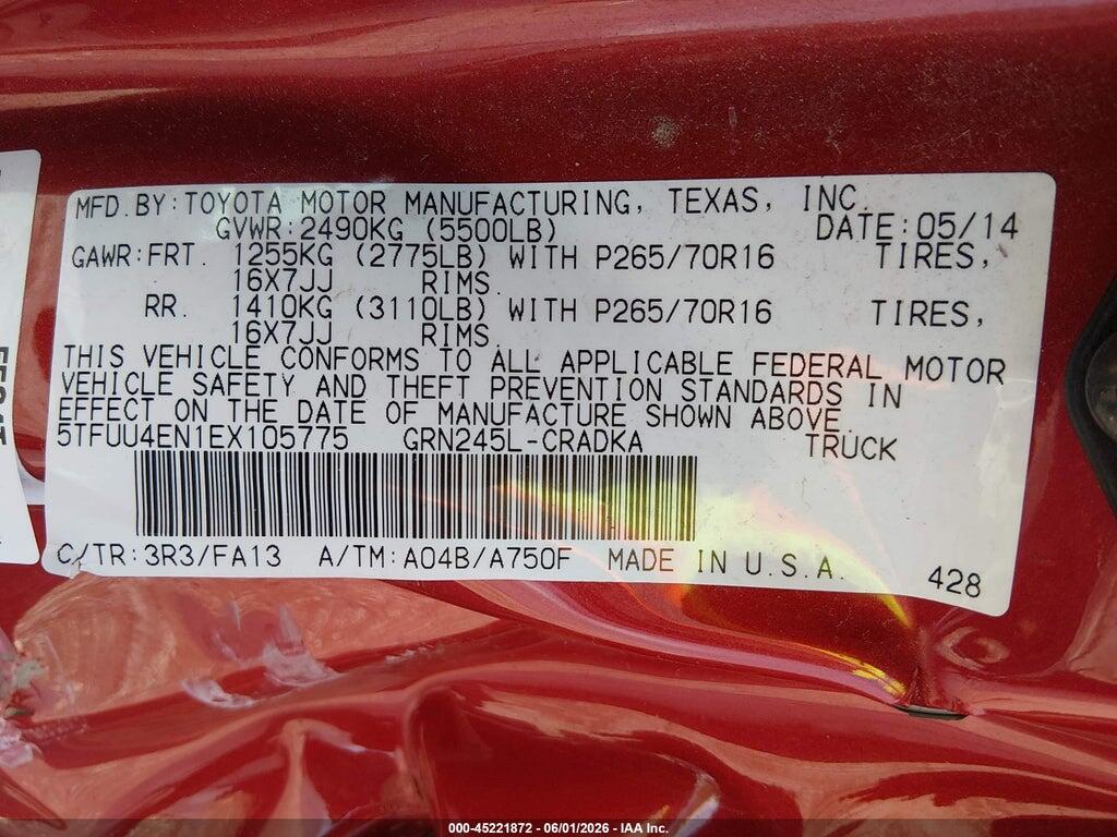 5TFUU4EN1EX105775 2014 TOYOTA TACOMA photo no. 9