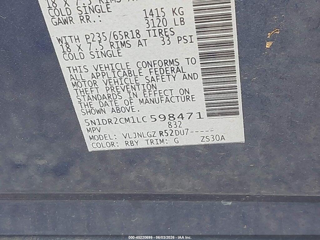 5N1DR2CM1LC598471 2020 NISSAN PATHFINDER photo no. 9