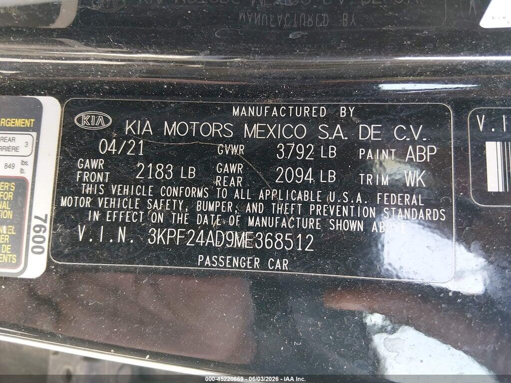 3KPF24AD9ME368512 2021 KIA FORTE photo no. 9
