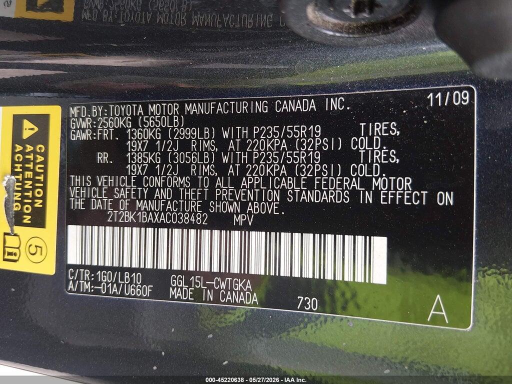 2T2BK1BAXAC038482 2010 LEXUS RX 350 photo no. 9