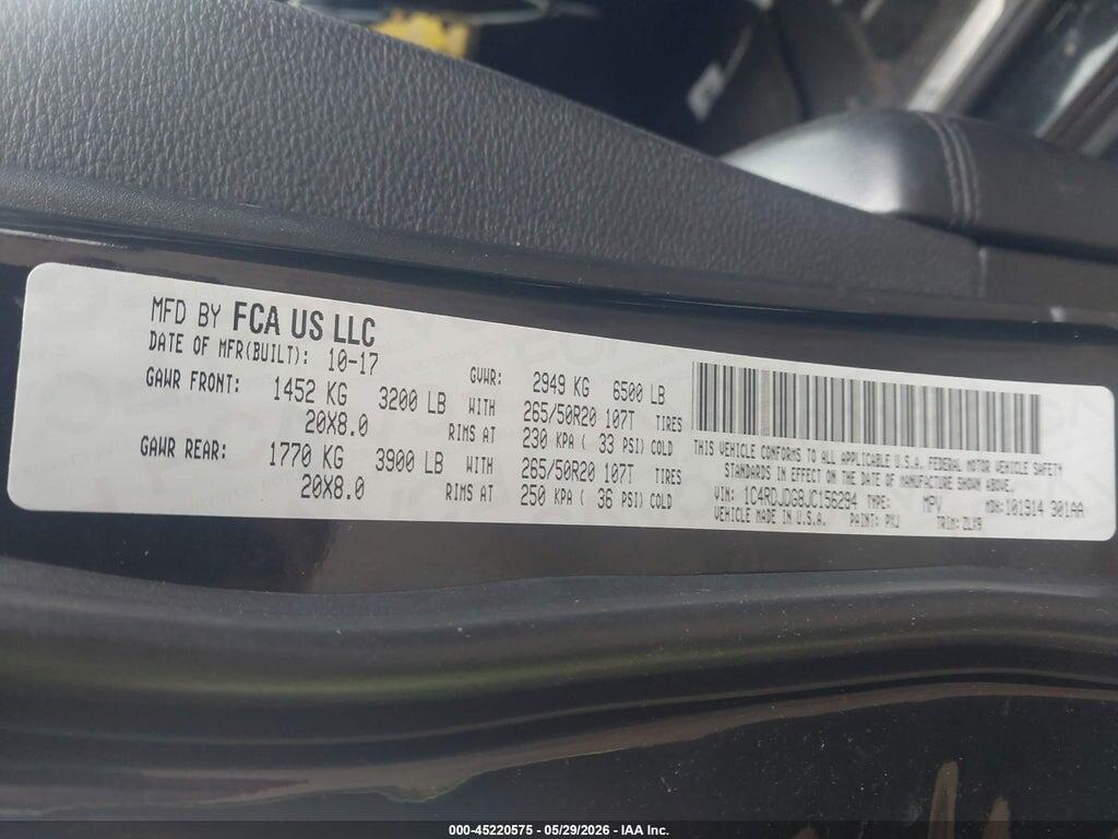 1C4RDJDG8JC156294 2018 DODGE DURANGO photo no. 9