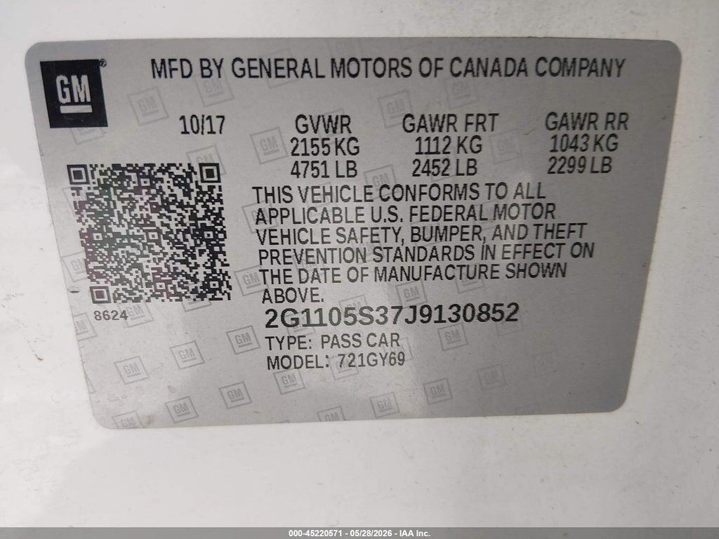 2G1105S37J9130852 2018 CHEVROLET IMPALA photo no. 9