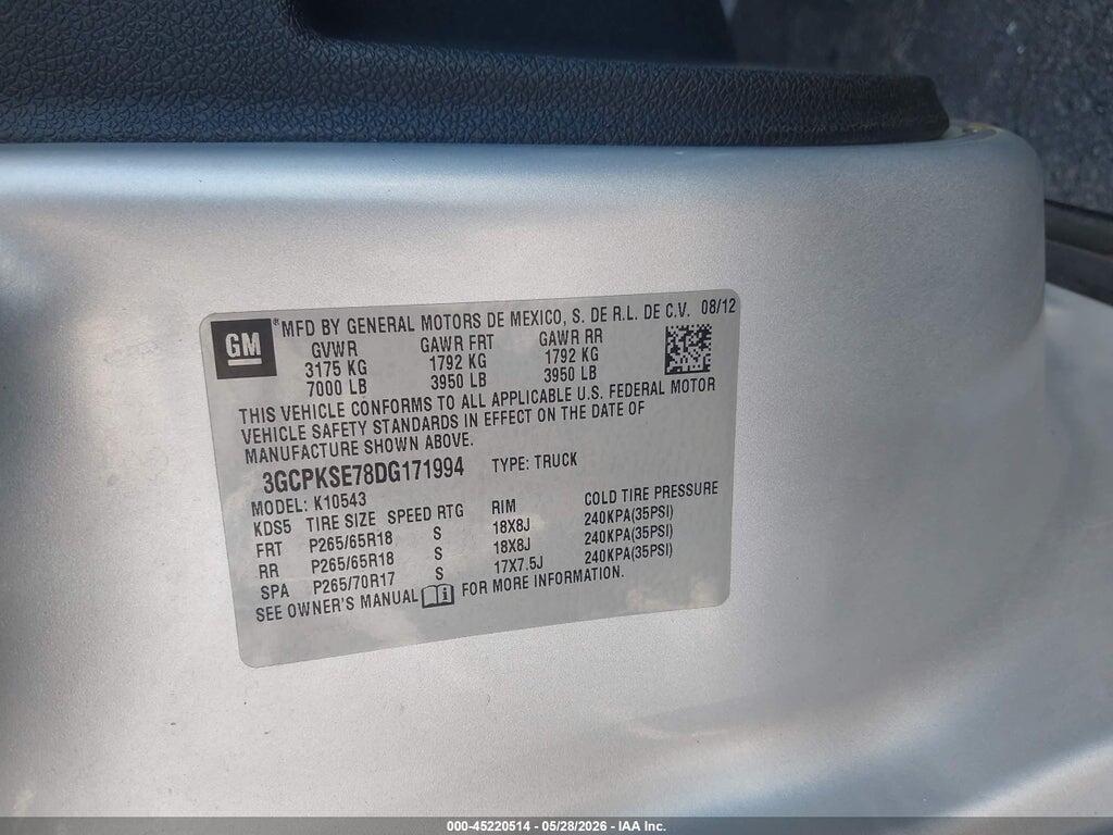 3GCPKSE78DG171994 2013 CHEVROLET SILVERADO 1500 photo no. 9