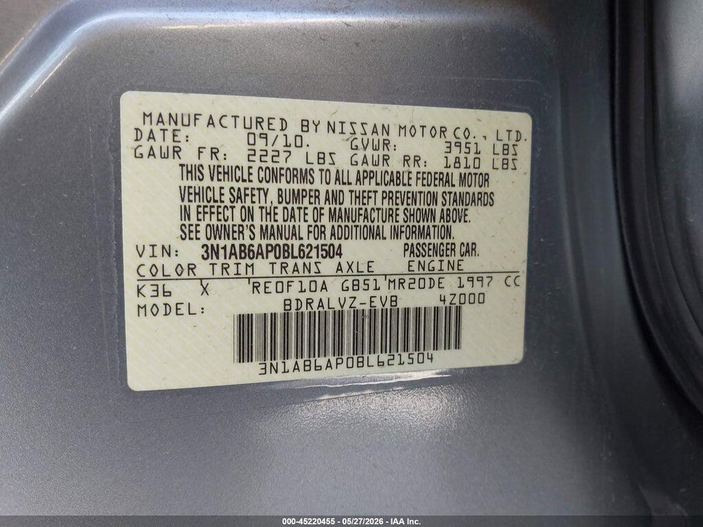 3N1AB6AP0BL621504 2011 NISSAN SENTRA photo no. 9
