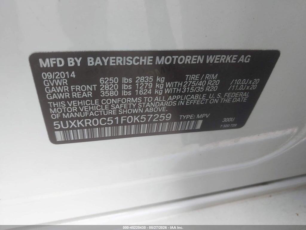 5UXKR0C51F0K57259 2015 BMW X5 photo no. 9