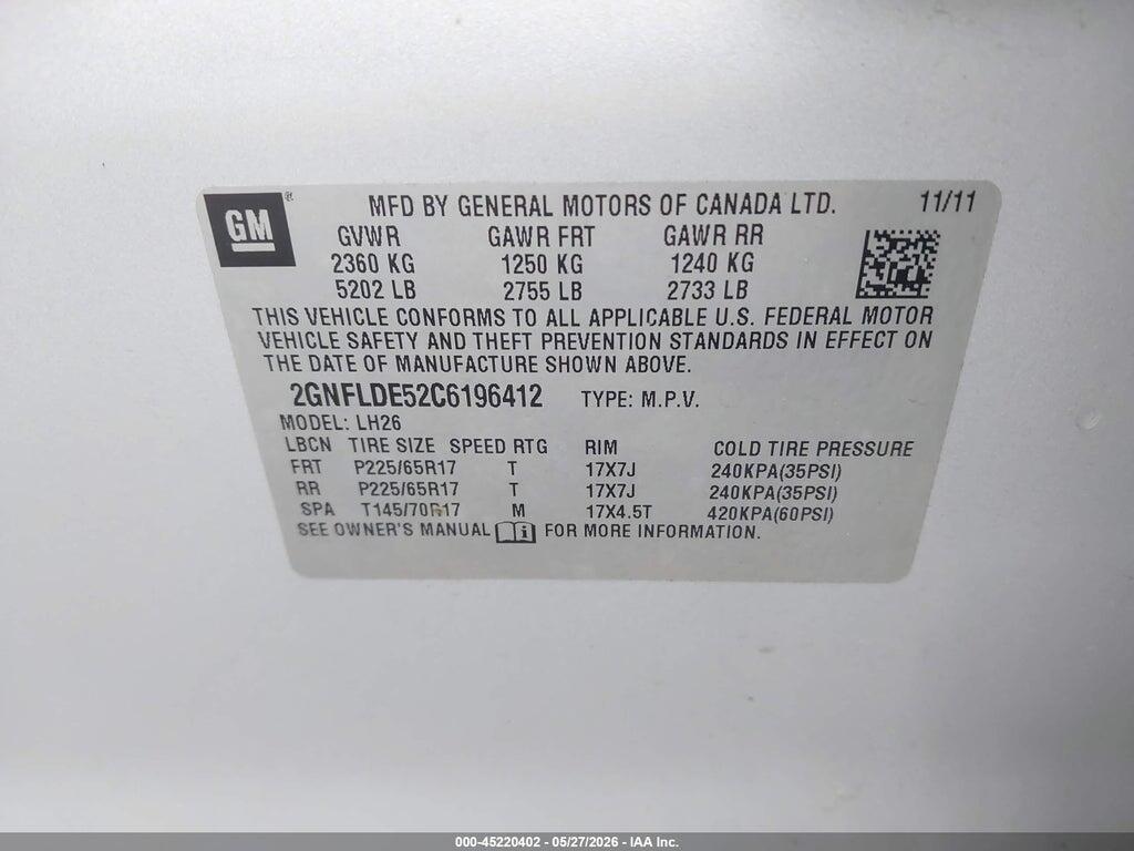 2GNFLDE52C6196412 2012 CHEVROLET EQUINOX photo no. 9