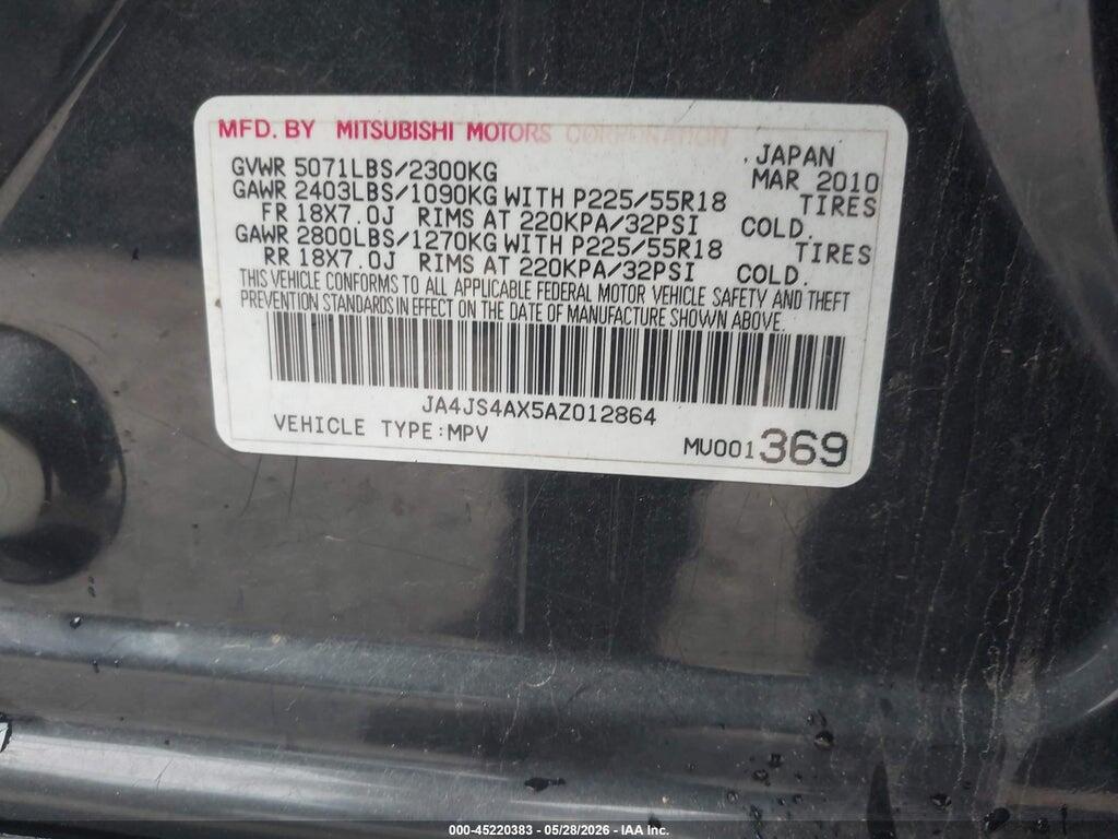 JA4JS4AX5AZ012864 2010 MITSUBISHI OUTLANDER photo no. 9