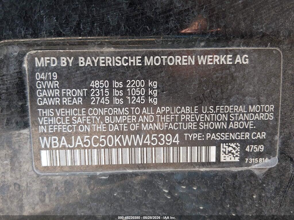WBAJA5C50KWW45394 2019 BMW 530I photo no. 9